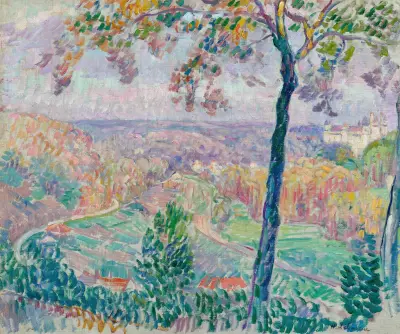Slottet Pierrefonds och Compiègneskogen av Henri Lebasque