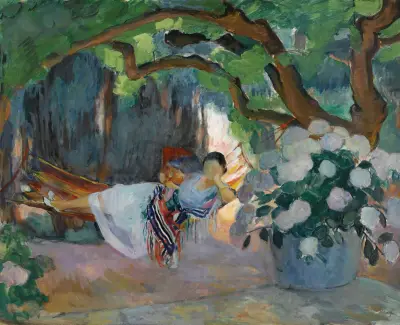 Le Pradet, Jeune Femme Au Hamac (Nono) av Henri Lebasque