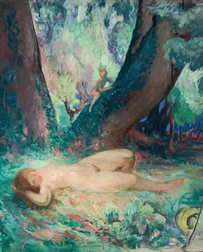 Akt med liten faun av Henri Lebasque