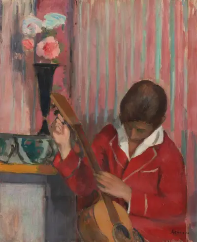 Pierre Lebasque spelar gitarr av Henri Lebasque