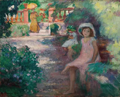 Under mimosorna (konstnärens döttrar) av Henri Lebasque