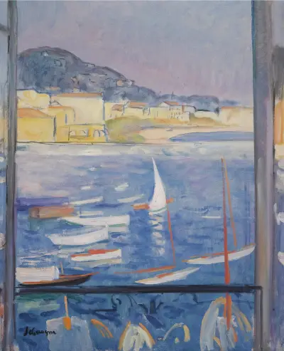Villefranche-Sur-Mer, Fenêtre Ouverte Sur Le Port av Henri Lebasque