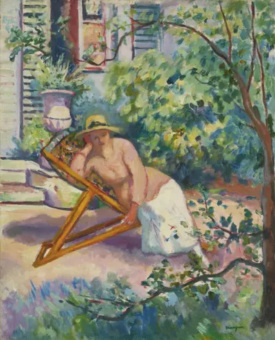 Jeanne dans le jardin de Neuilly av Henri Manguin
