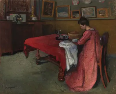 La robe de chambre rouge av Henri Manguin