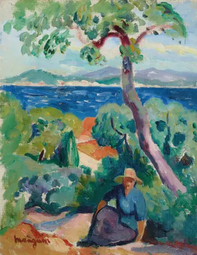 Vägen bakom Oustalet, Saint-Tropez av Henri Manguin