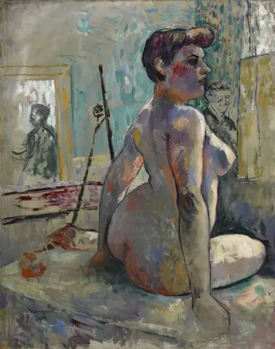 Nu à l’atelier (La Croupe, Rue Boursault) av Henri Manguin
