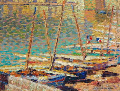 Barques à Collioure av Henri Martin