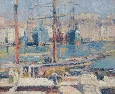 Båtar i hamnen i Marseille av Henri Martin