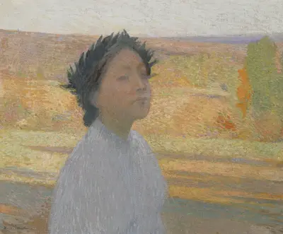 Byst av ung flicka med lagerkrans av Henri Martin