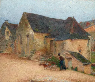 Getherdinna framför ett gammalt hus i Labastide av Henri Martin