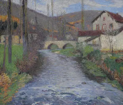 Skolan och bron över det gröna vid Labastide-du-Vert av Henri Martin