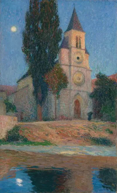 Lever De Lune Derrière L’église De La Bastide-Du-Vert av Henri Martin