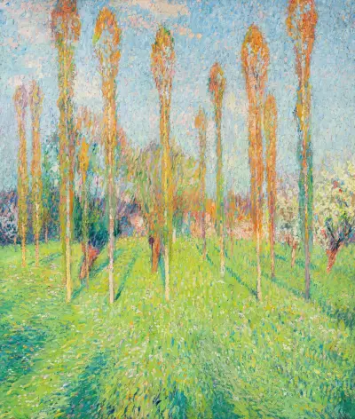 Solig prärie med popplar av Henri Martin