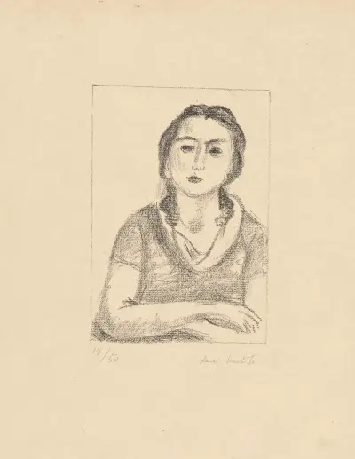 Buste de jeune fille, les bras croisés av Henri Matisse