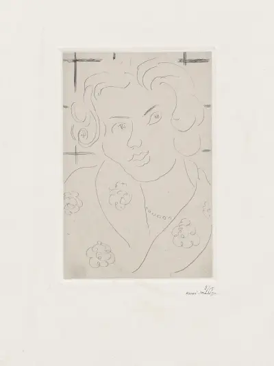 Buste, robe fleurie av Henri Matisse