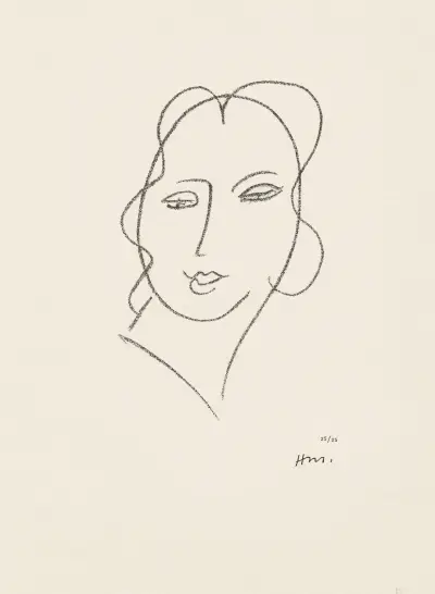 Etude pour la Vierge ‘Tête voilée’ – pour la Chapelle de Vence, 1950 – nr 3 av Henri Matisse