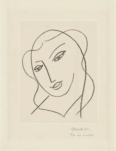 Etude pour la Vierge ‘Tête voilée’ – pour la Chapelle de Vence, 1950 – nr 4 av Henri Matisse