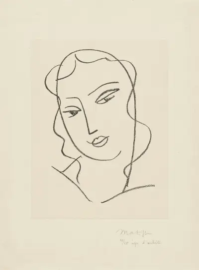 Etude pour la Vierge ‘Tête voilée’ – pour la Chapelle de Vence, 1950 – nr 5 av Henri Matisse