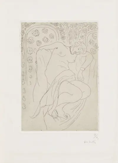 Figure endormie sur fond moucharabieh av Henri Matisse