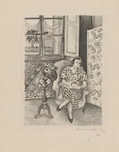 Intérieur, la lecture av Henri Matisse