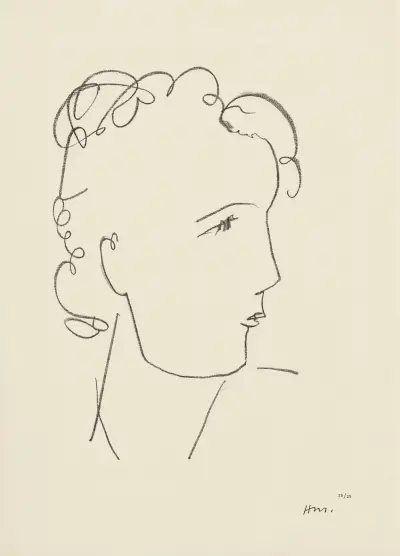Jeune étudiante – suite d’études pour ‘Echos’, 1952 – nr 5 av Henri Matisse