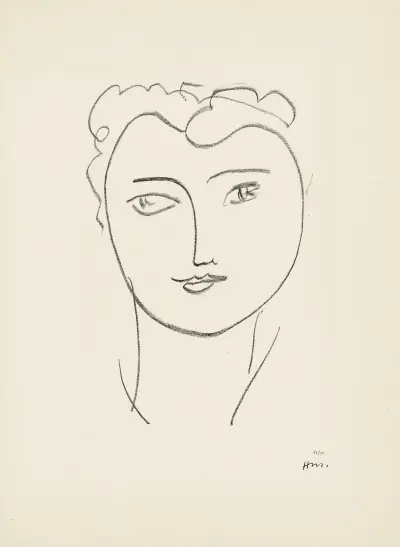 Jeune étudiante – suite d’études pour ‘Echos’, 1952 – nr 1 av Henri Matisse