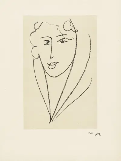 Jeune femme au foulard – suite d’études pour ‘Echos’, 1952 – nr 5 av Henri Matisse