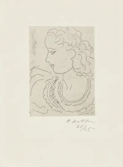 Jeune femme de profil, blouse en dentelle av Henri Matisse