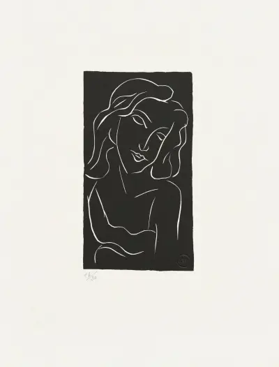 Jeune femme le visage penché av Henri Matisse