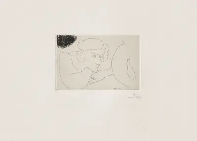 Jeune femme observant les évolutions d’un poisson av Henri Matisse
