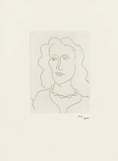 Jeune femme, visage de trois-quarts, 1946 av Henri Matisse