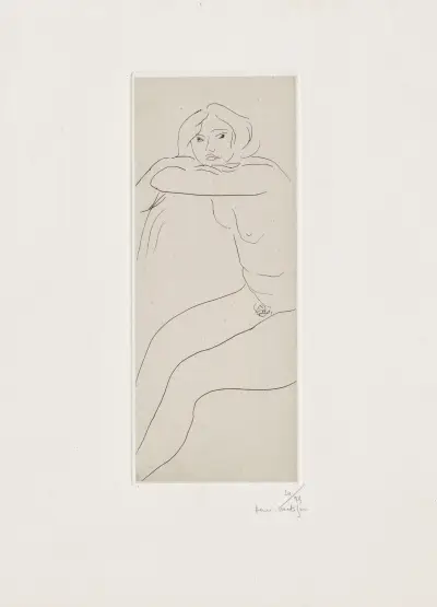 Nu assis, bras croisés supportant la tête av Henri Matisse