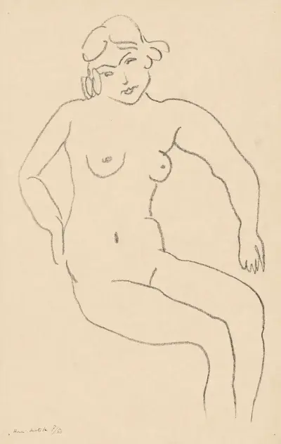 Nu assis, chevelure claire av Henri Matisse