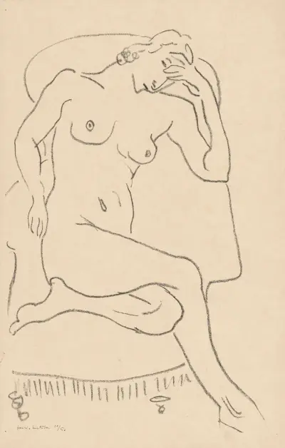 Nu assis dans un fauteuil, une jambe repliée av Henri Matisse