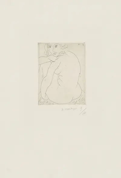 Nu assis de trois-quarts, le visage de face av Henri Matisse