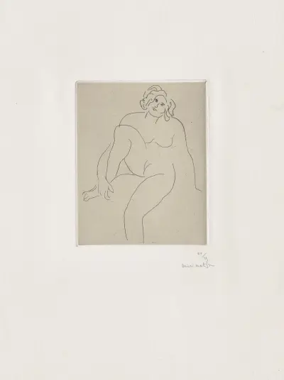 Nu assis, le bras entourant la jambe repliée av Henri Matisse