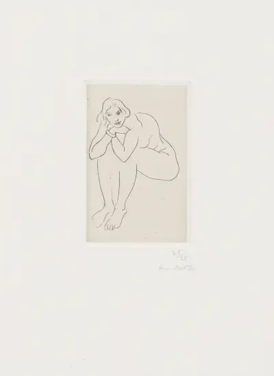 Nu assis, le torse appuyé sur les genoux av Henri Matisse