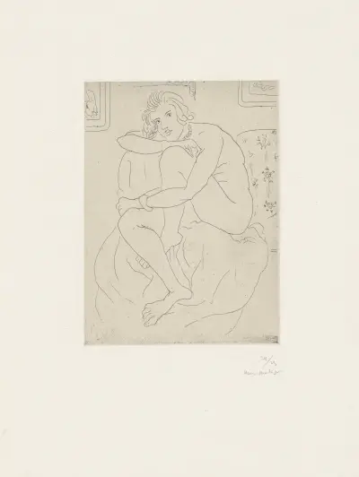 Nu assis, mains aux genoux av Henri Matisse