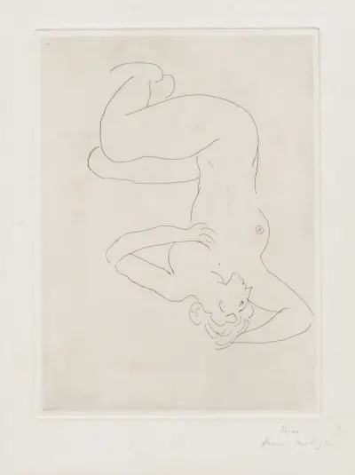 Nu assis, visage de profil av Henri Matisse
