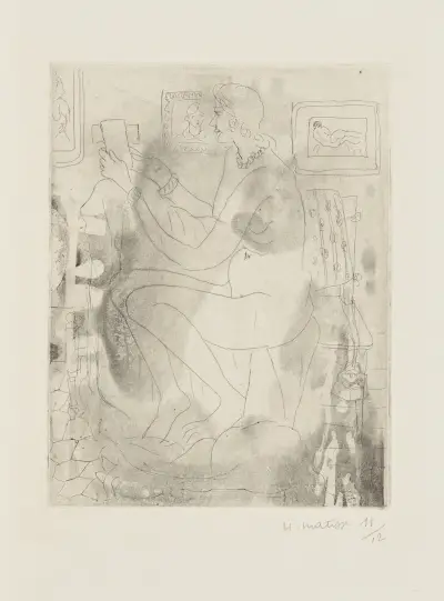 Nu de profil, la lecture av Henri Matisse