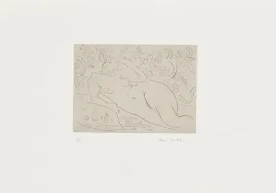 Nu, intérieur fleuri av Henri Matisse