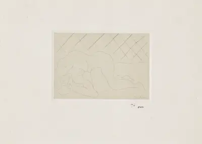 Nu renversé, fond à carreaux av Henri Matisse