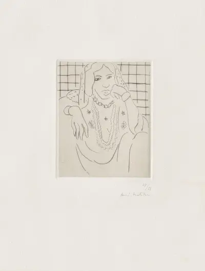 Odalisque sur fond à carreaux av Henri Matisse