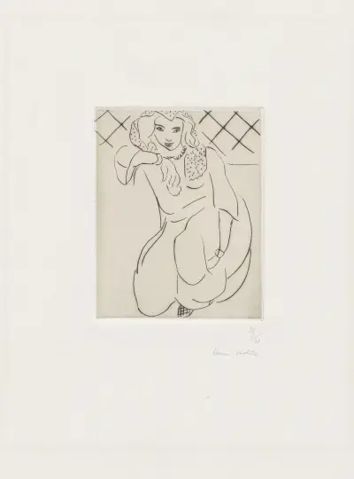 Orientale accroupie, voile sur la tête av Henri Matisse