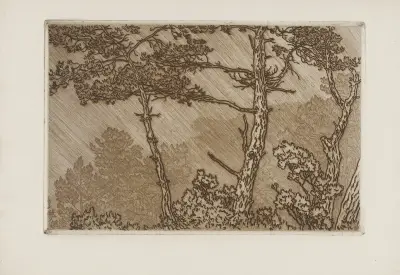 Träd i regnskur av Henri Rivière