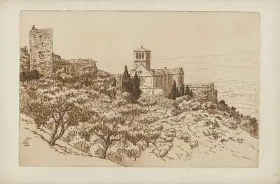 Basilikan i Assisi av Henri Rivière