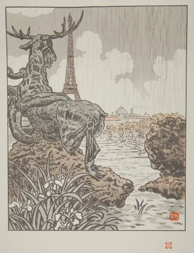 Derriere l’elan de Fremiet (Trocadero) av Henri Rivière