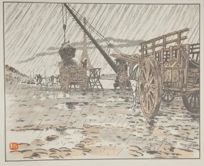 Du Quai de Passy, par la en pluie av Henri Rivière