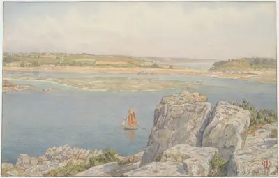 Mynningen av Trieux vid Île à Bois, Loguivy av Henri Rivière