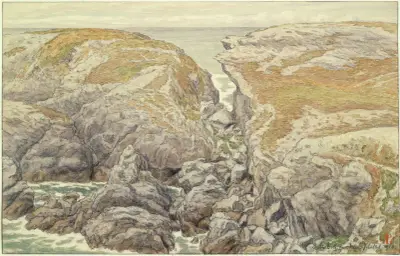 Klippor vid Belle-Isle-en-Mer av Henri Rivière
